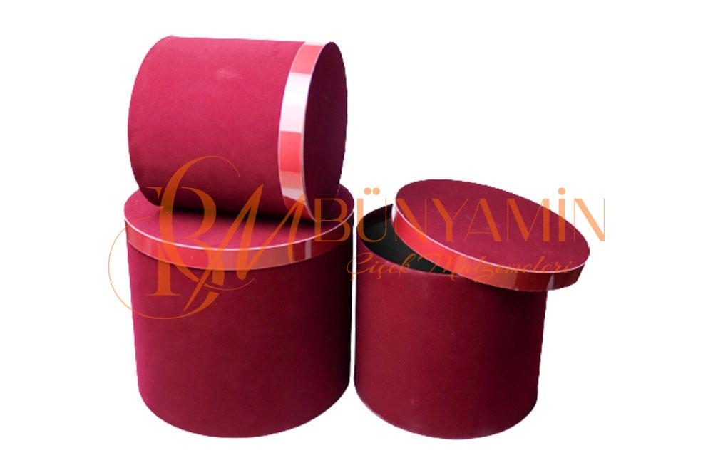 Kadife Silindir Kutu - 3lü Set